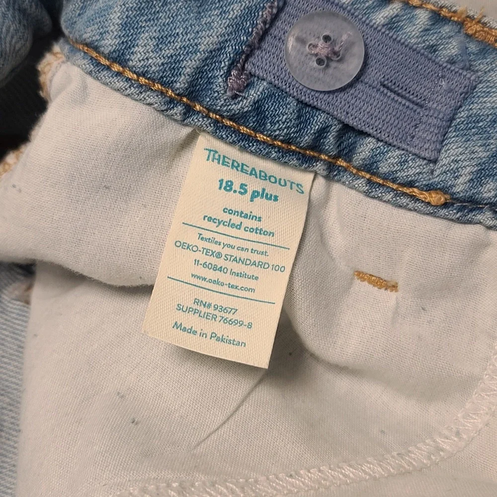Thereabouts Carpenter Shorts Girls 18.5 Plus Blue Floral Embroidered Utility